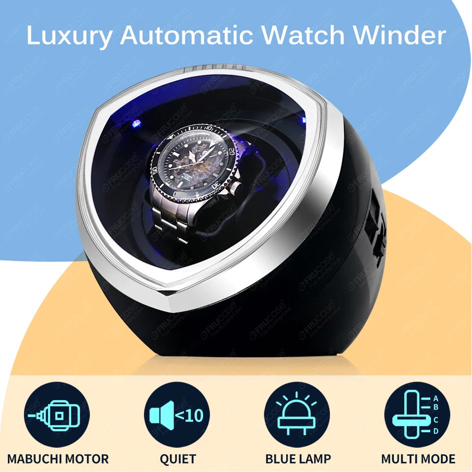 ALDO Décor > Watches Luxury Automatic Single Watch Winder Fine Running Case With LED Lights and AC Power Adapter