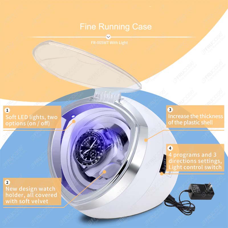 ALDO Décor > Watches Luxury Automatic Single Watch Winder Fine Running Case With LED Lights and AC Power Adapter