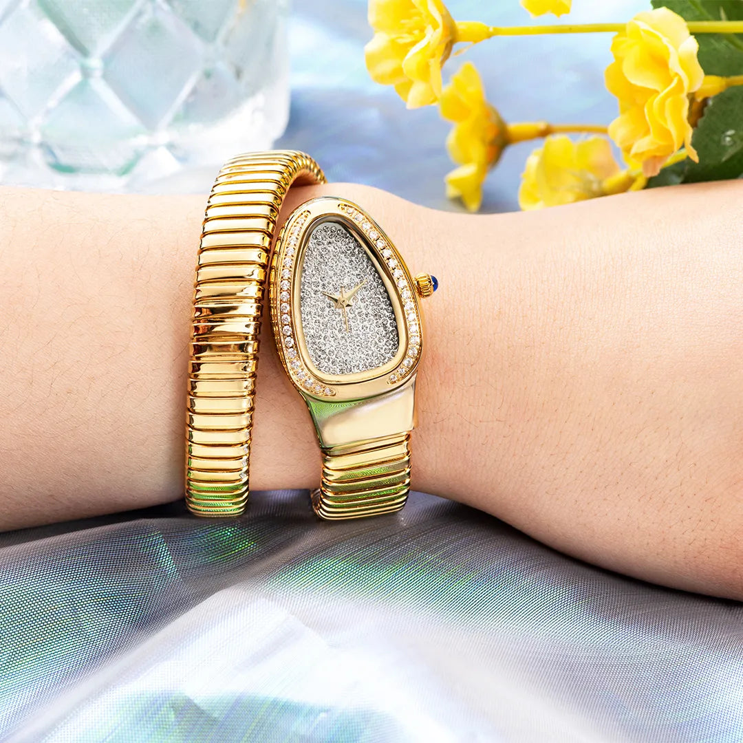 ALDO Décor > Watches New Snake Design Luxury Wrist Quartz Watch For Women with Lab Diamonds