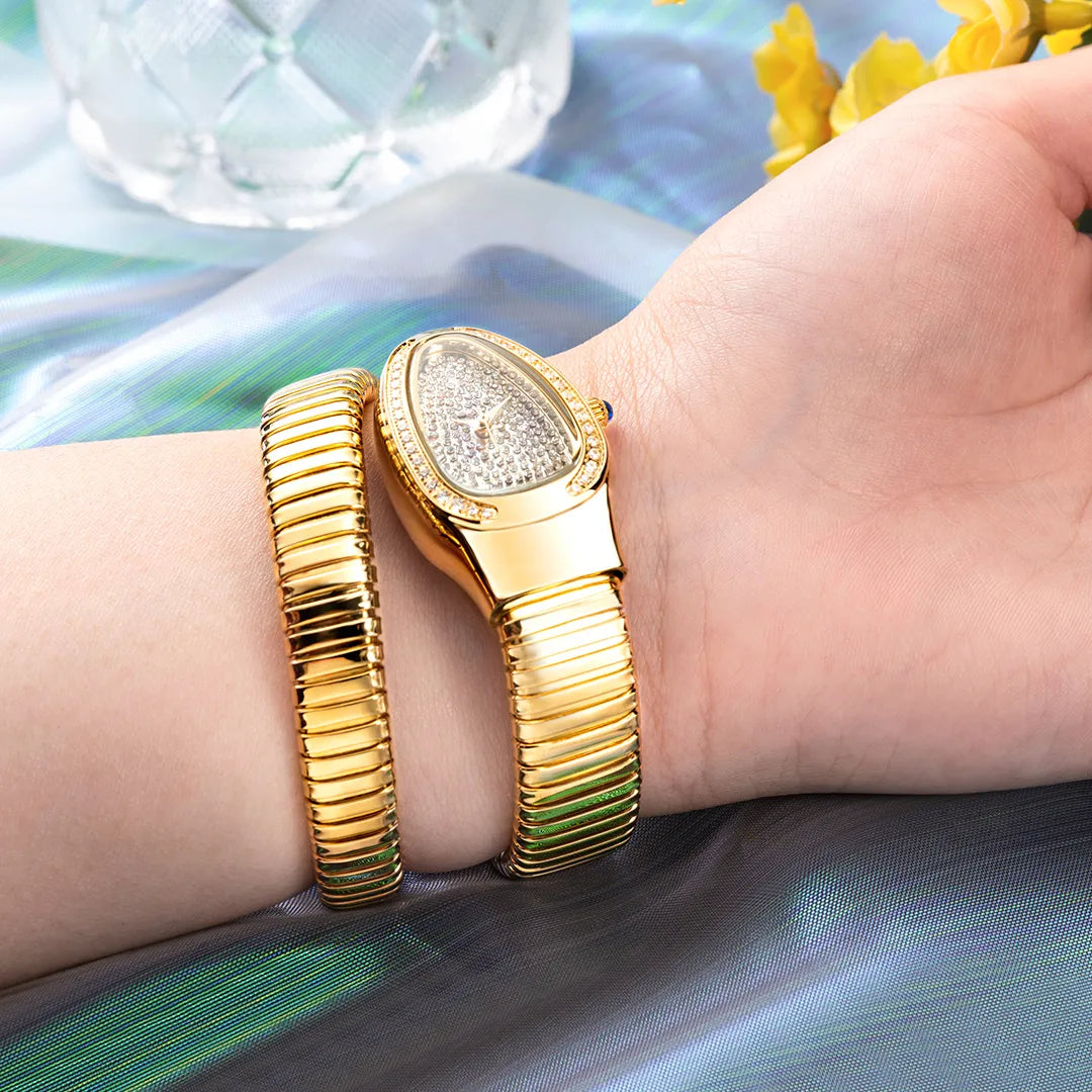 ALDO Décor > Watches New Snake Design Luxury Wrist Quartz Watch For Women with Lab Diamonds