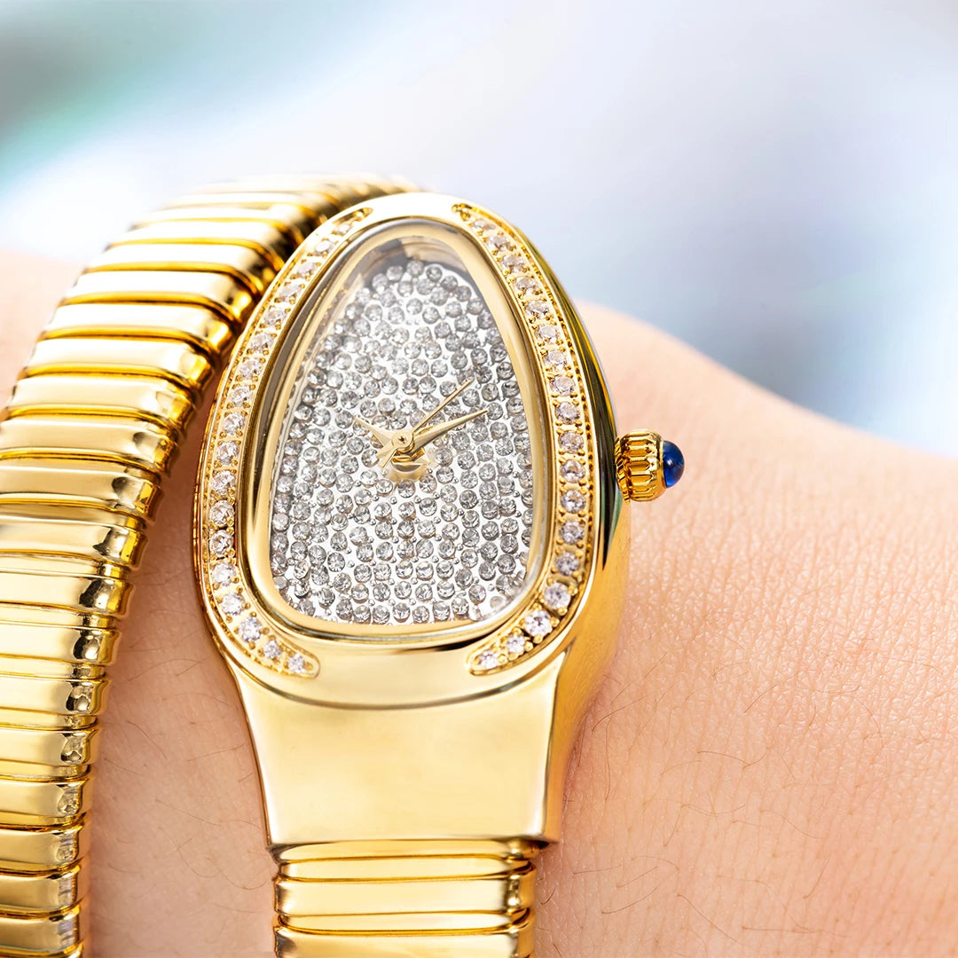 ALDO Décor > Watches New Snake Design Luxury Wrist Quartz Watch For Women with Lab Diamonds