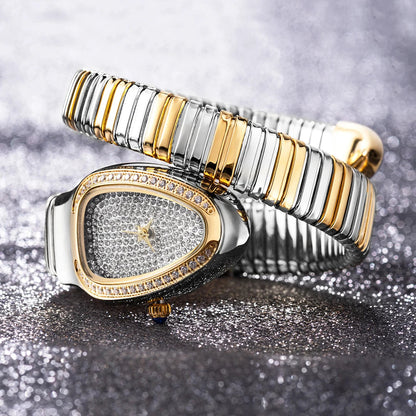 ALDO Décor > Watches Siver New Snake Design Luxury Wrist Quartz Watch For Women with Lab Diamonds