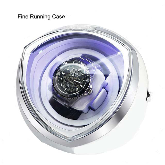 ALDO Décor > Watches white and silver / 6.22 " H x  6.77" L  x  5.97" W Luxury Automatic Single Watch Winder Fine Running Case With LED Lights and AC Power Adapter
