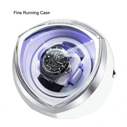 ALDO Décor > Watches white and silver / 6.22 " H x  6.77" L  x  5.97" W Luxury Automatic Single Watch Winder Fine Running Case With LED Lights and AC Power Adapter