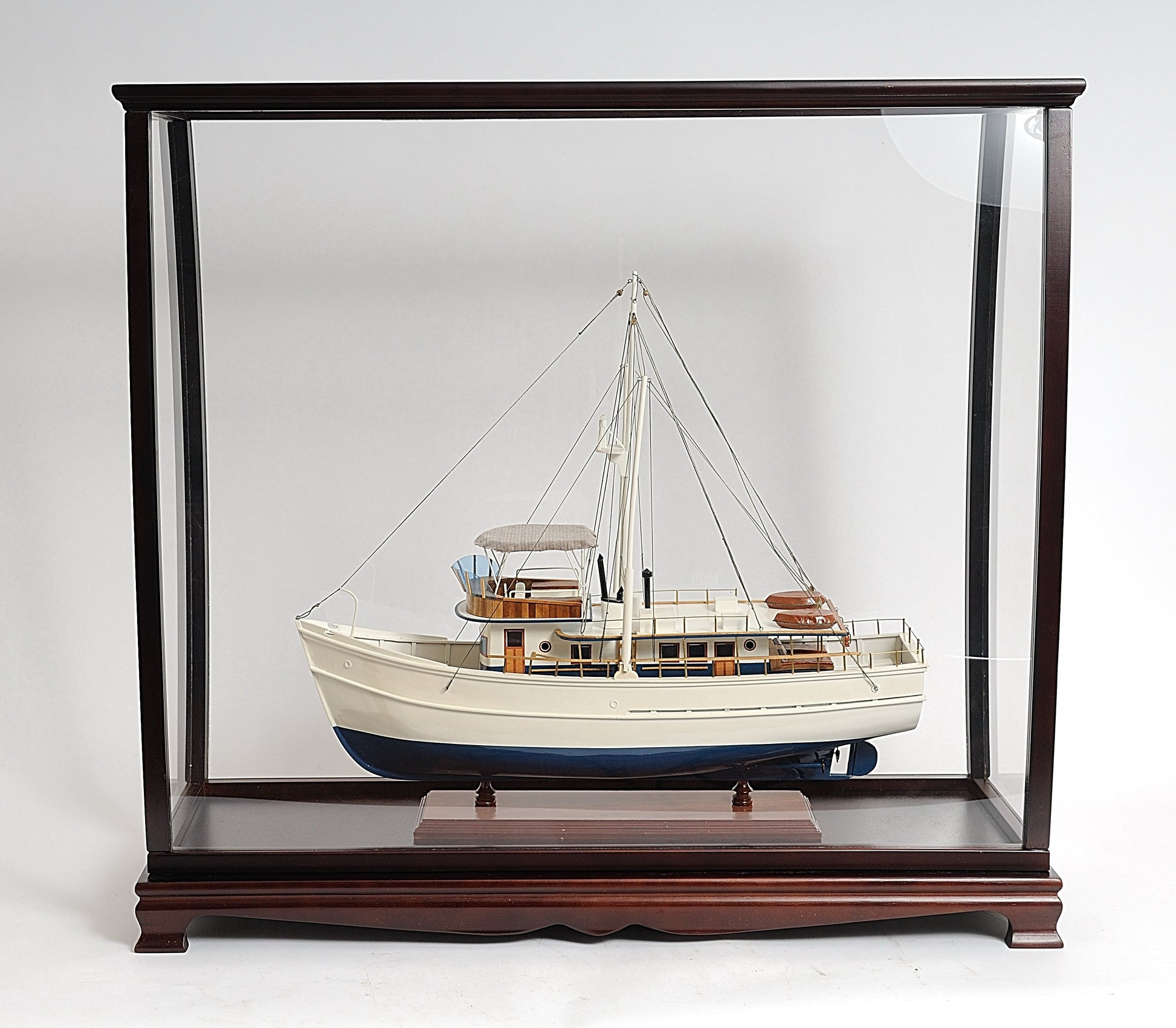 ALDO Entertainment>Retail> Display Cases Large Wood Display Case large Cabinet For Tall Ship Yacht Boat Models With Plexiglass Panels