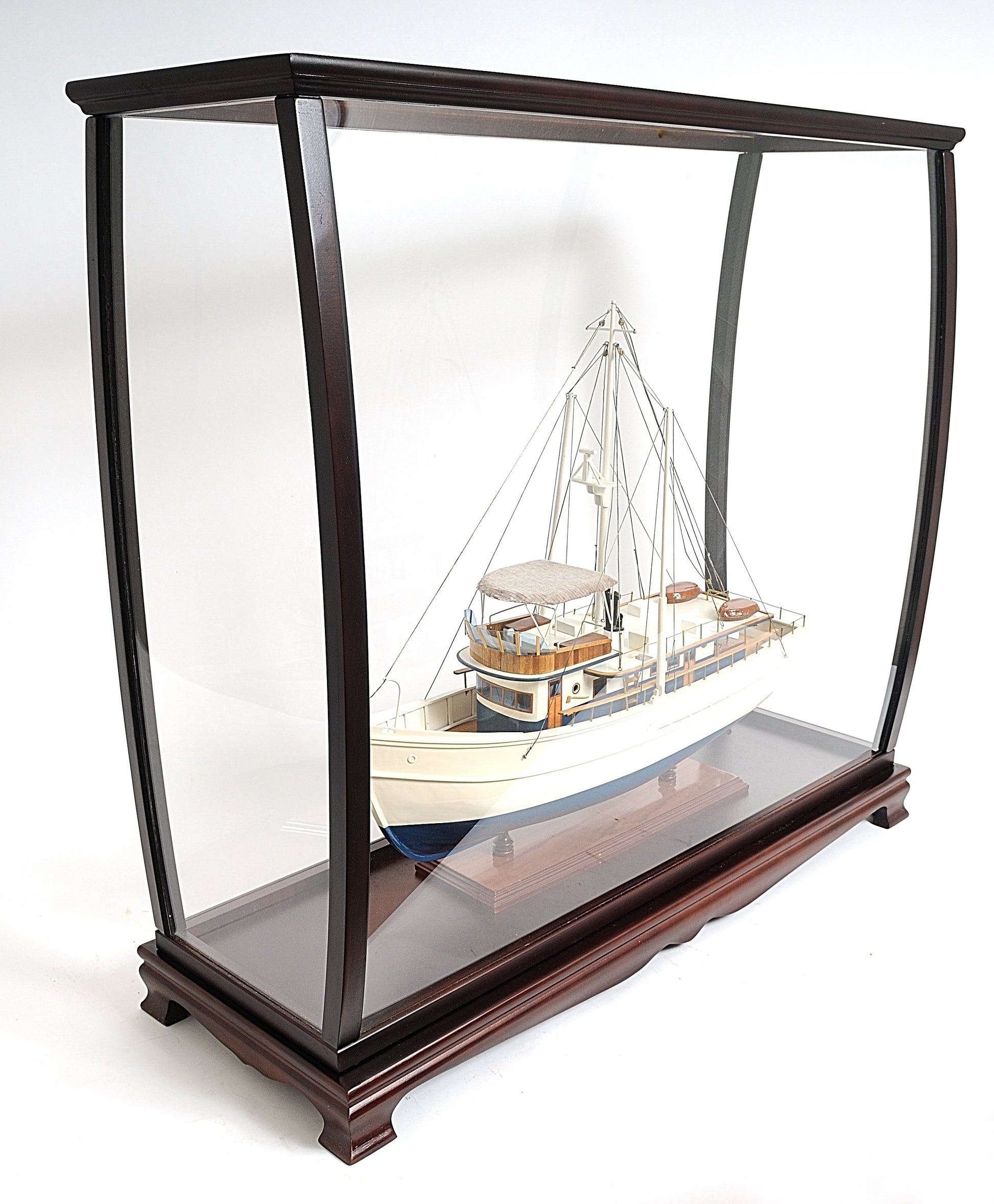 ALDO Entertainment>Retail> Display Cases Large Wood Display Case large Cabinet For Tall Ship Yacht Boat Models With Plexiglass Panels