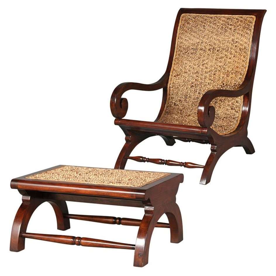 ALDO Furniture > Chairs > Arm Chairs British Colonies Plantation Handsome Mahogany Chair and Footstool