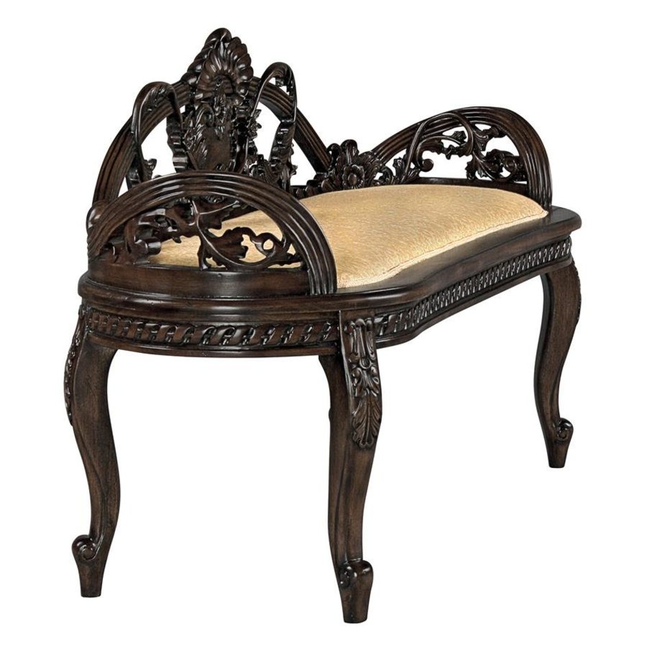 Aldo Furniture Home And Garden Decoration Décor Chair & Sofa 49.5"Wx18.5"Dx31"H. / NEW / wood Italian Verona Style Hand-carved Solid Mahogany Filigree Bench