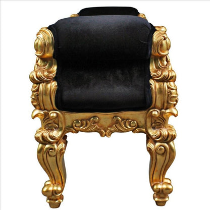 Aldo Furniture Home And Garden Decoration Décor Chair & Sofa Cushions French Style Hand-carved Solid Mahogany Real Gold Leaf Finish  Double Rolled Arm Bench