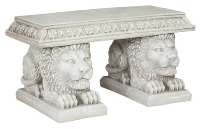 ALDO Furniture > Outdoor Furniture 29.5"Wx17"Dx15"H / NEW / resin Garden Grand Lion Square Sculptural Garden Bench