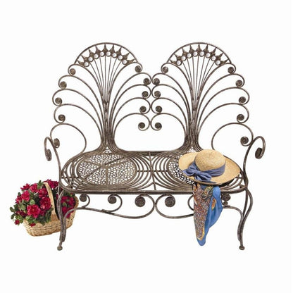 ALDO Furniture > Outdoor Furniture 49"Wx18"Dx43.5"H / NEW / resin French  Style Grand Peacock Metal Garden Loveseat Bench