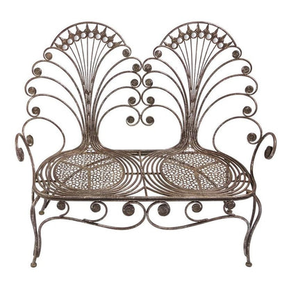 ALDO Furniture > Outdoor Furniture 49"Wx18"Dx43.5"H / NEW / resin French  Style Grand Peacock Metal Garden Loveseat Bench
