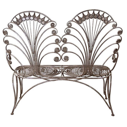 ALDO Furniture > Outdoor Furniture 49"Wx18"Dx43.5"H / NEW / resin French  Style Grand Peacock Metal Garden Loveseat Bench