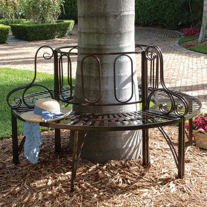 ALDO Furniture > Outdoor Furniture 58.5"Wx58.5"Dx37.5"H. / NEW / iron Round Architectural Steel Garden Bench