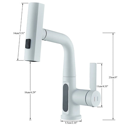 ALDO Hardware>Plumbing Fixtures Intelligent Waterfall Basin Faucet with Temperature Digital Display Lift Up Crane Pull Out Faucet