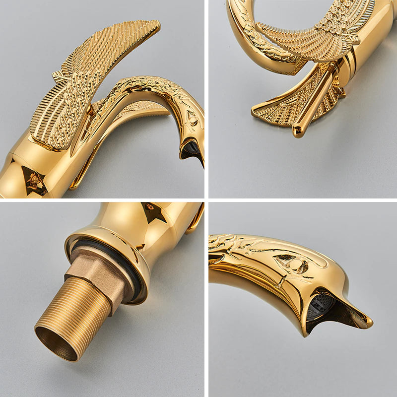 ALDO Hardware>Plumbing Fixtures Luxury Contemporary European Style Bathroom Swan Basin Faucet Brass Deck Mounted Single Handle