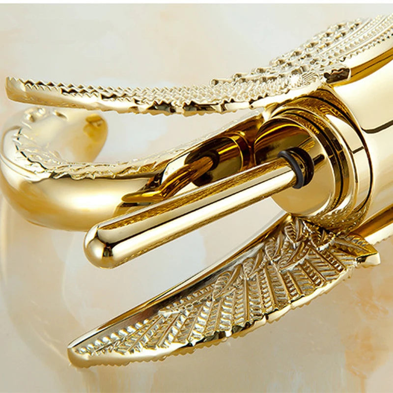 ALDO Hardware>Plumbing Fixtures Luxury Contemporary European Style Bathroom Swan Basin Faucet Brass Deck Mounted Single Handle
