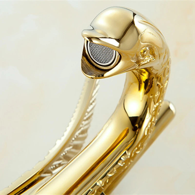 ALDO Hardware>Plumbing Fixtures Luxury Contemporary European Style Bathroom Swan Basin Faucet Brass Deck Mounted Single Handle
