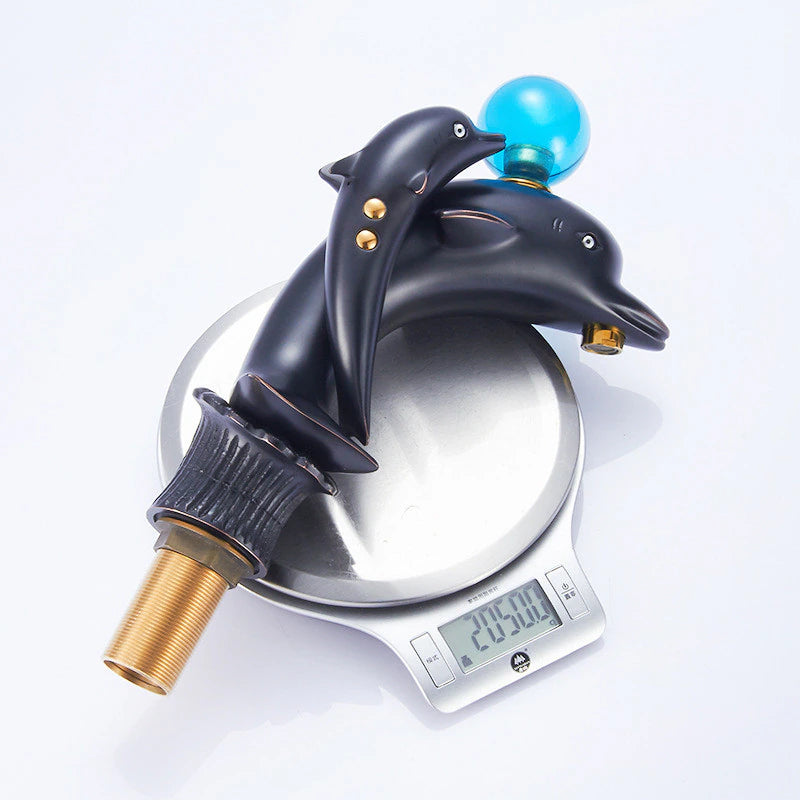 ALDO Hardware>Plumbing Fixtures Luxury Dolphin Bathroom Basin Solid Brass Faucets Contemporary Deck Mounted