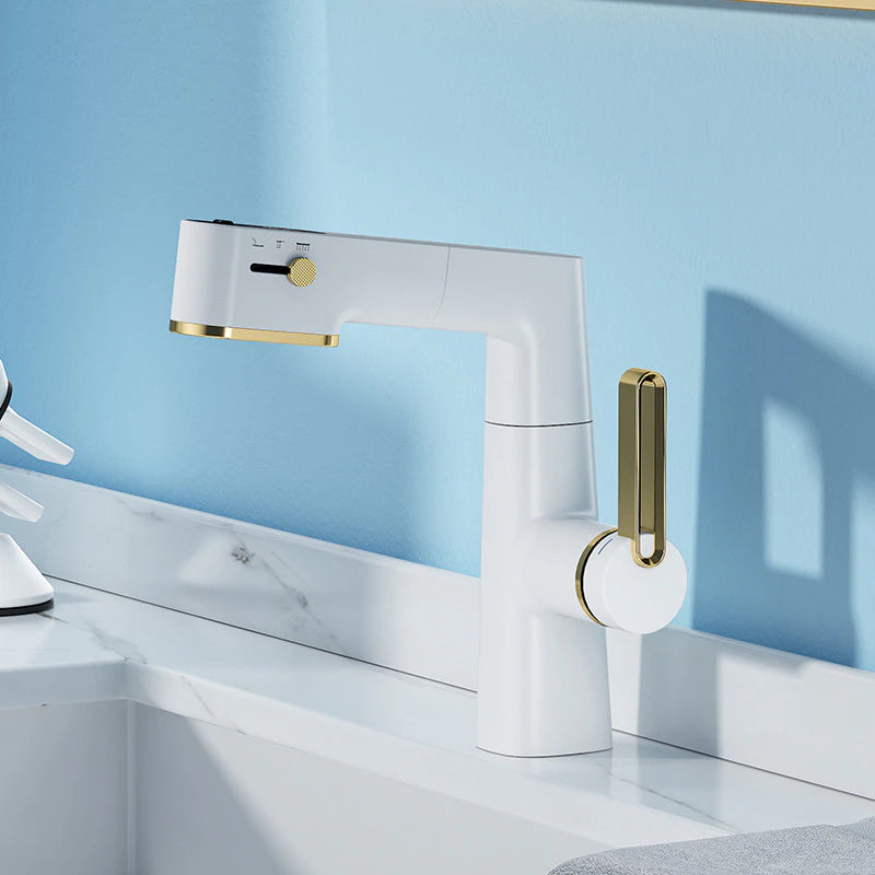 ALDO Hardware>Plumbing Fixtures New Bathroom Basin Faucets LED with Temperature Control Display Solid Brass Mixer Taps and Pull Out Type Single Handle