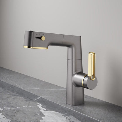 ALDO Hardware>Plumbing Fixtures New Bathroom Basin Faucets LED with Temperature Control Display Solid Brass Mixer Taps and Pull Out Type Single Handle