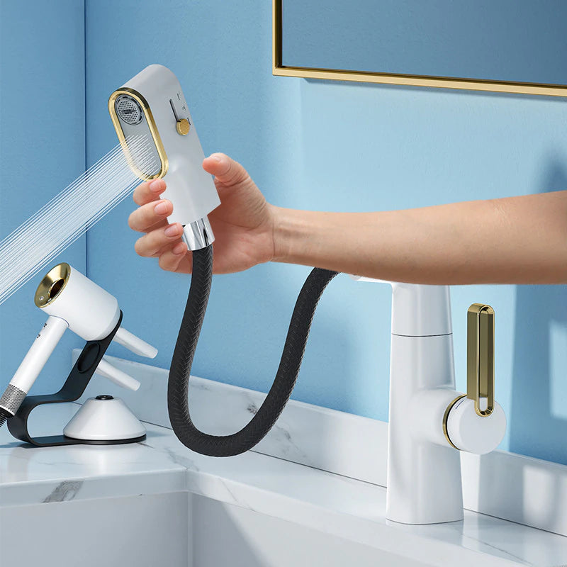ALDO Hardware>Plumbing Fixtures New Bathroom Basin Faucets LED with Temperature Control Display Solid Brass Mixer Taps and Pull Out Type Single Handle