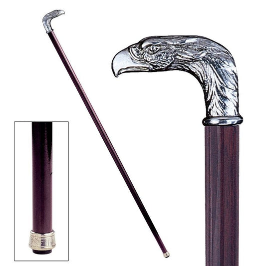ALDO Health Care Mobility & Accessibility Canes & Walking Sticks 3.5"Wx1"Dx34"H / NEW / Wood Italian Eagle Solid Hardwood Pewter Walking Stick Collectible Not Intended For Orthopedic use.