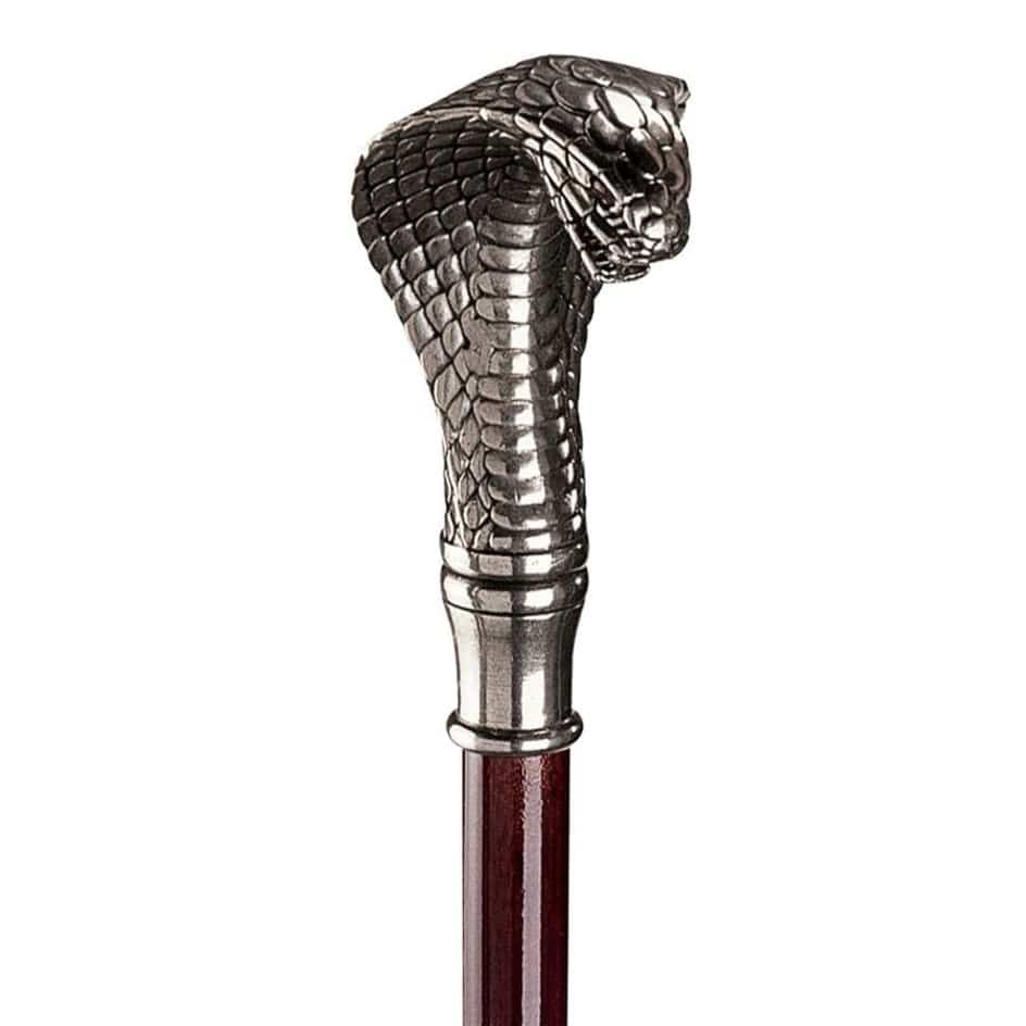 ALDO Health Care Mobility & Accessibility Canes & Walking Sticks 3"Wx2.5"Dx36"H / NEW / Wood Italian Solid Hardwood Cobra  Pewter Walking Stick Collectible Gift