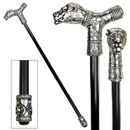 ALDO Health Care Mobility & Accessibility Canes & Walking Sticks 5"Wx1.5"Dx37.5"H / NEW / metal Empress Lion Head On Metal Shaft Decorative Walking Stick Collectible