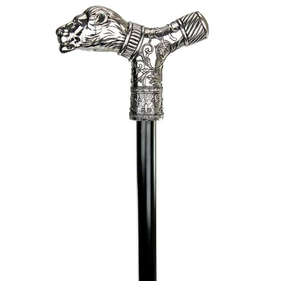 ALDO Health Care Mobility & Accessibility Canes & Walking Sticks 5"Wx1.5"Dx37.5"H / NEW / metal Empress Lion Head On Metal Shaft Decorative Walking Stick Collectible