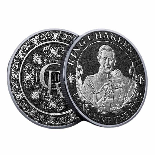 ALDO Hobbies & Creative Arts > Collectibles > Collectible Coins & Currency 4*4cm/1.57x1.57in / Double Silver / Metal Legacy of King of United Kingdom Charles III Coronation Collectible Metal Commemorative Coin