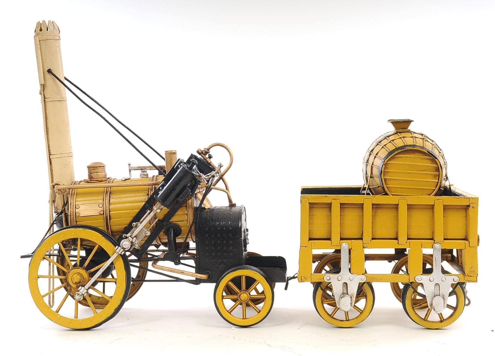 ALDO > Hobbies & Creative Arts> Collectibles> Scale Model 1829 Vintage Yellow Stephenson Rocket Steam Locomotive Handmade Metal Assembled