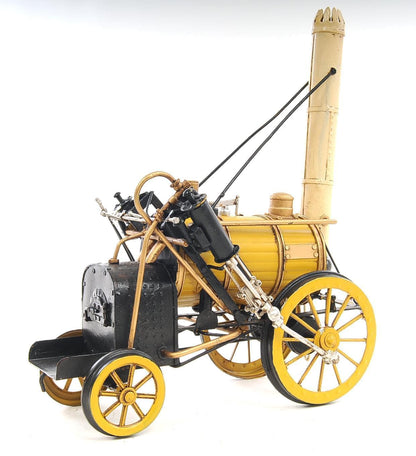 ALDO > Hobbies & Creative Arts> Collectibles> Scale Model 1829 Vintage Yellow Stephenson Rocket Steam Locomotive Handmade Metal Assembled