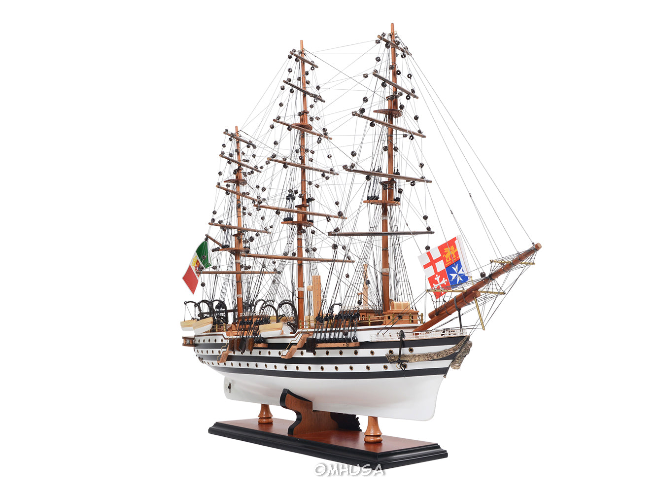 ALDO Hobbies & Creative Arts> Collectibles> Scale Model Amerigo Vespucci Italian Royal Navy Tall War Ship Medium Painted Wood Model Sailboat Assembled