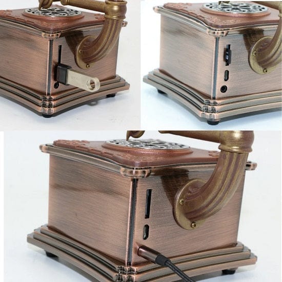 ALDO > Hobbies & Creative Arts> Collectibles> Scale Model Gramophone Shape Rechargeable Retro Bluetooth Speaker USB