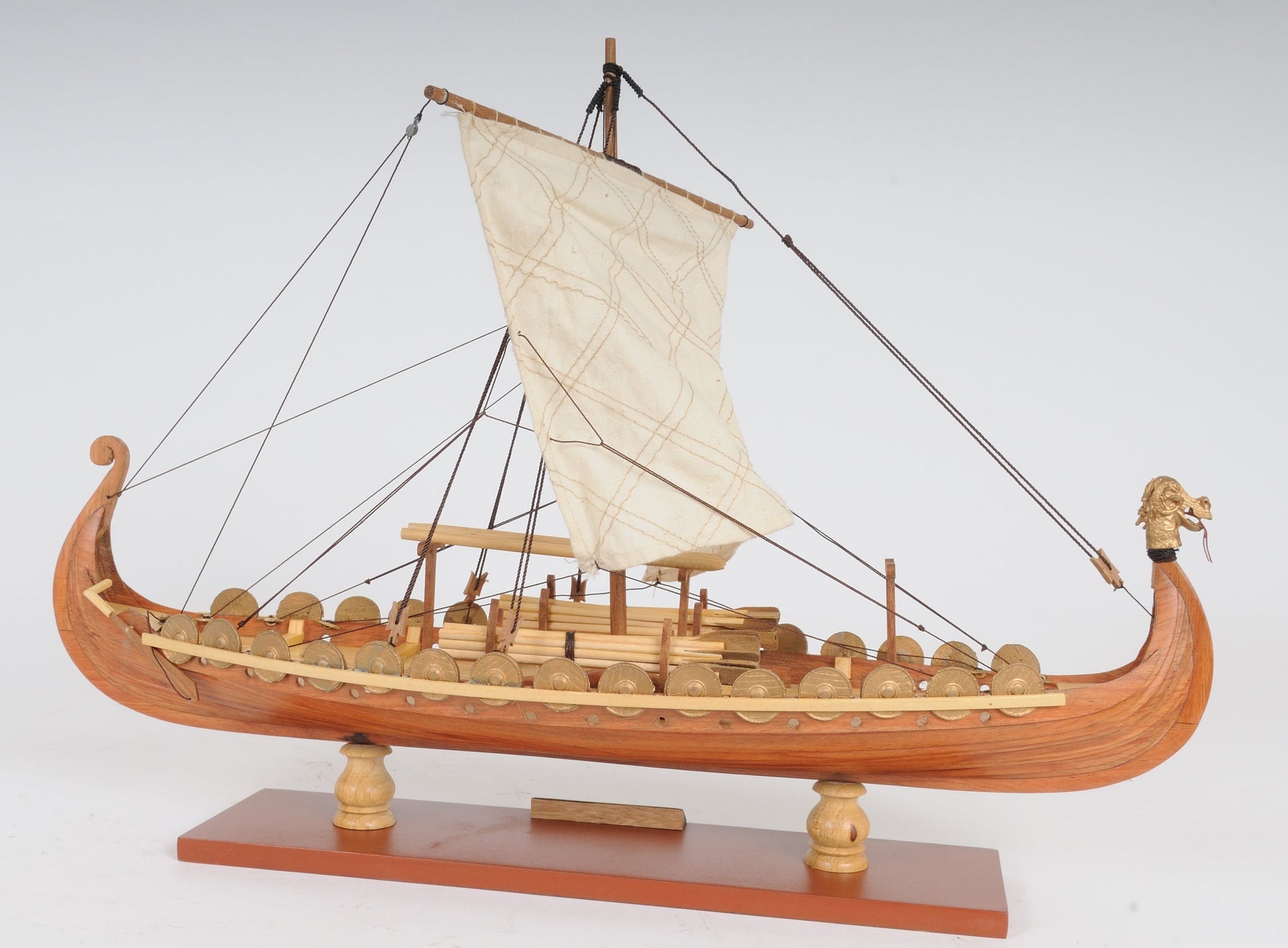 ALDO Hobbies & Creative Arts> Collectibles> Scale Model L: 15 W: 9 H: 12.5 Inches / NEW / wood Drakkar Viking Longshan Historic Replica Wood Small Model Sailboat Assembled