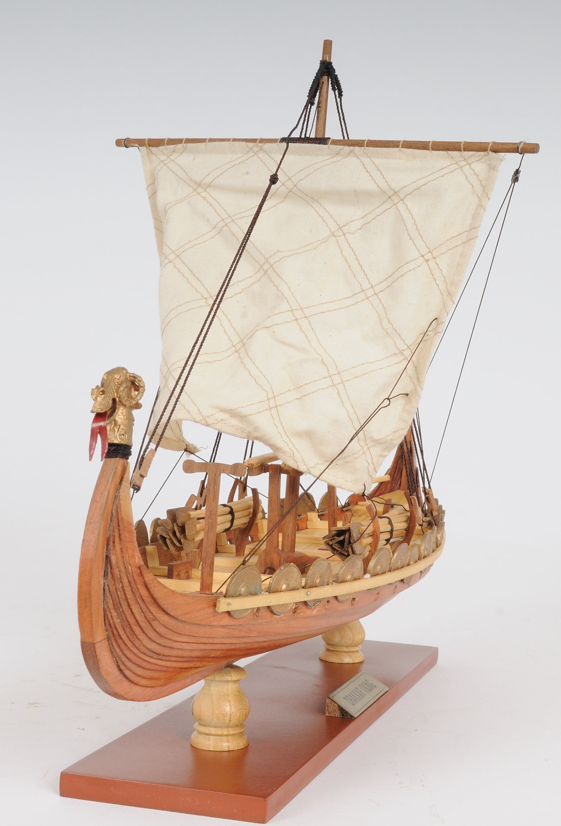 ALDO Hobbies & Creative Arts> Collectibles> Scale Model L: 15 W: 9 H: 12.5 Inches / NEW / wood Drakkar Viking Longshan Historic Replica Wood Small Model Sailboat Assembled