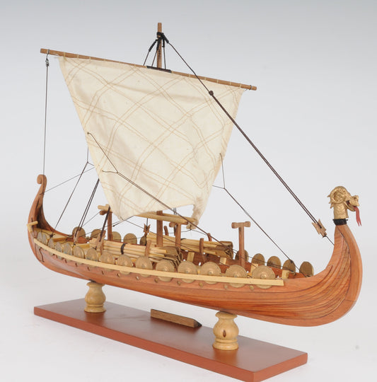 ALDO Hobbies & Creative Arts> Collectibles> Scale Model L: 15 W: 9 H: 12.5 Inches / NEW / wood Drakkar Viking Longshan Historic Replica Wood Small Model Sailboat Assembled