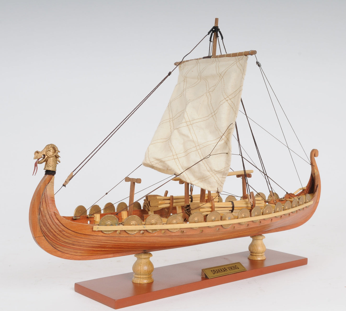 ALDO Hobbies & Creative Arts> Collectibles> Scale Model L: 15 W: 9 H: 12.5 Inches / NEW / wood Drakkar Viking Longshan Historic Replica Wood Small Model Sailboat Assembled