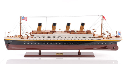 ALDO Hobbies & Creative Arts> Collectibles> Scale Model L: 25 W: 3.5 H: 10 Inches / NEW / Wood RMS Titanic Painted Small  Passenger Ship Ocean Liner Wood Model Assembled