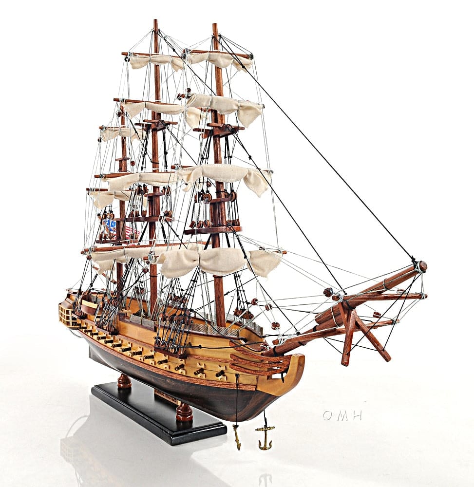 ALDO Hobbies & Creative Arts> Collectibles> Scale Model L: 26.5 W: 11 H: 49.75 Inches / NEW / Wood USS Constitution Tall Ship Wood  Small Model Sailboat Assembled with Floor Display Case