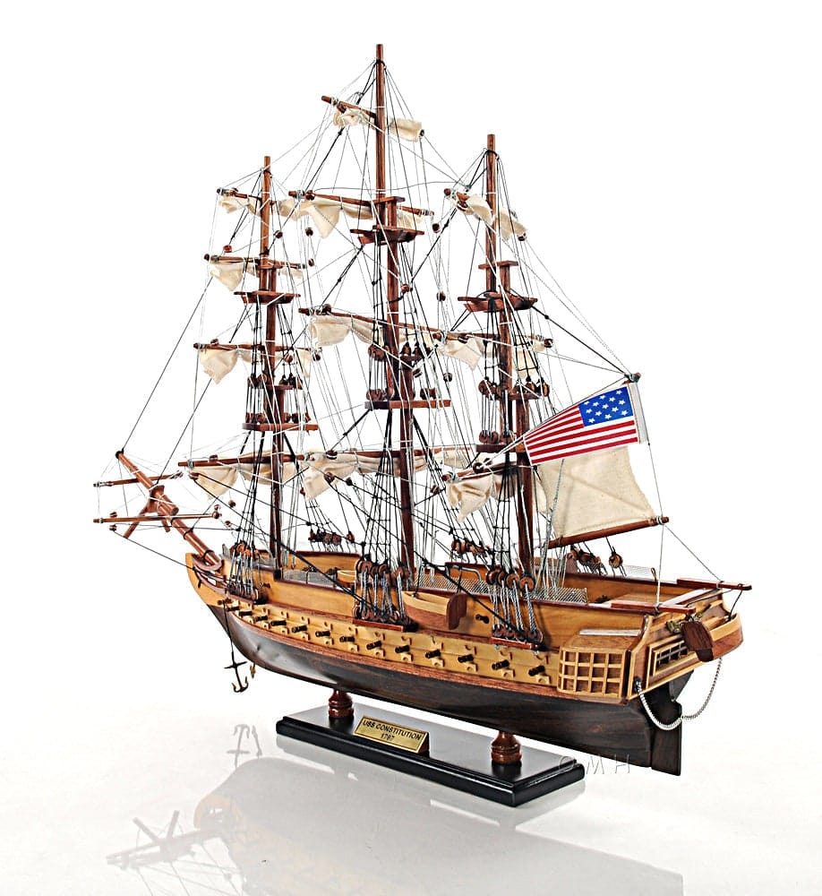 ALDO Hobbies & Creative Arts> Collectibles> Scale Model L: 26.5 W: 11 H: 49.75 Inches / NEW / Wood USS Constitution Tall Ship Wood  Small Model Sailboat Assembled with Floor Display Case