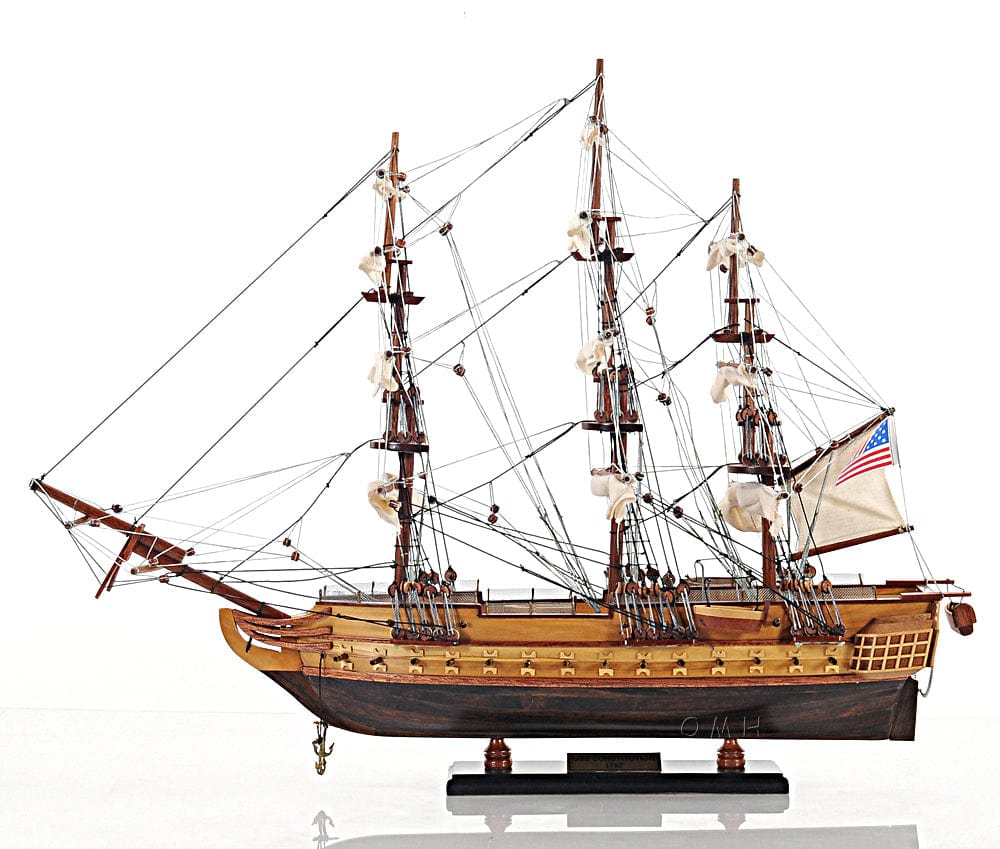 ALDO Hobbies & Creative Arts> Collectibles> Scale Model L: 26.5 W: 11 H: 49.75 Inches / NEW / Wood USS Constitution Tall Ship Wood  Small Model Sailboat Assembled with Floor Display Case