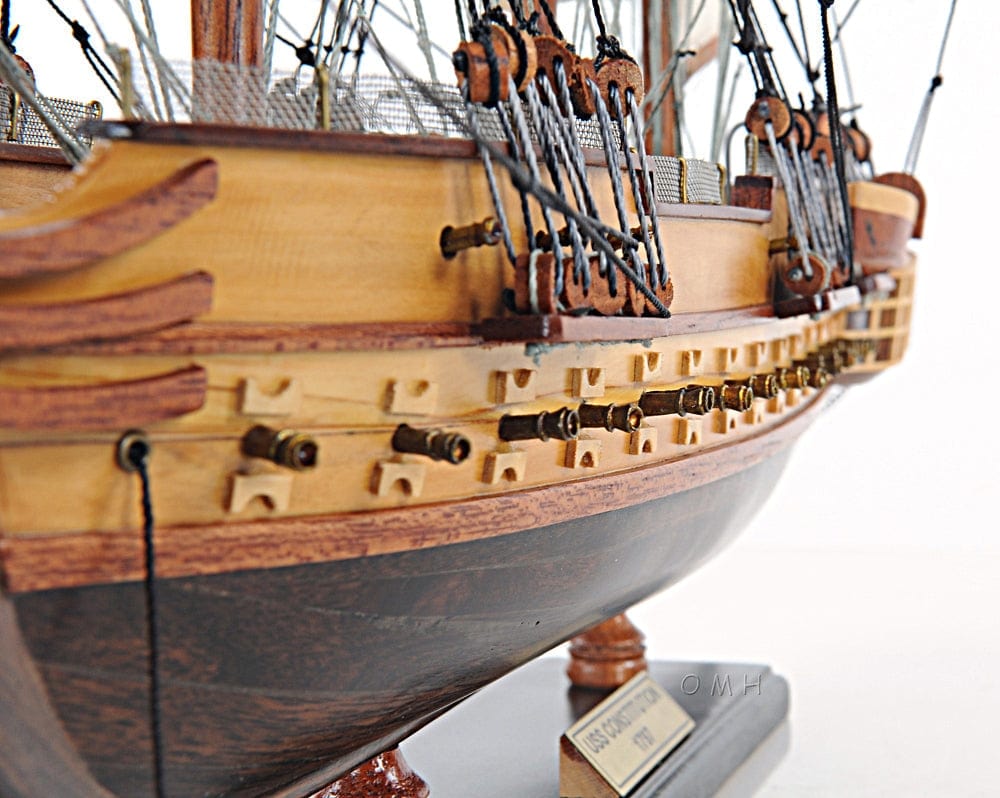ALDO Hobbies & Creative Arts> Collectibles> Scale Model L: 26.5 W: 11 H: 49.75 Inches / NEW / Wood USS Constitution Tall Ship Wood  Small Model Sailboat Assembled with Floor Display Case