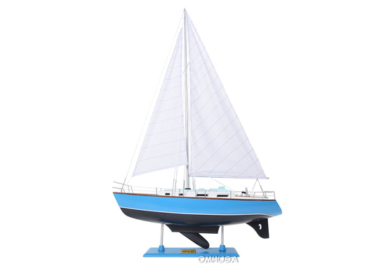 ALDO Hobbies & Creative Arts> Collectibles> Scale Model L: 29.3 W: 8.5 H: 45.8 Inches / NEW / Wood Bristol Yacht Sailboat  Wood Blue Model Yacht Assembled