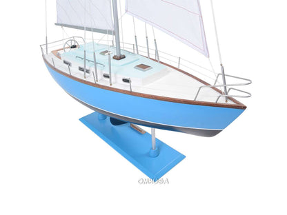 ALDO Hobbies & Creative Arts> Collectibles> Scale Model L: 29.3 W: 8.5 H: 45.8 Inches / NEW / Wood Bristol Yacht Sailboat  Wood Blue Model Yacht Assembled