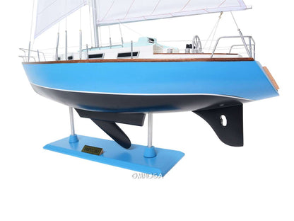 ALDO Hobbies & Creative Arts> Collectibles> Scale Model L: 29.3 W: 8.5 H: 45.8 Inches / NEW / Wood Bristol Yacht Sailboat  Wood Blue Model Yacht Assembled