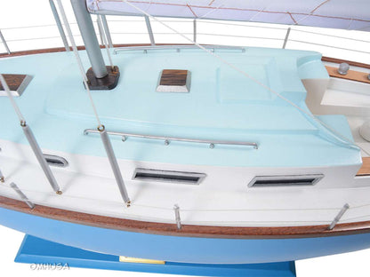 ALDO Hobbies & Creative Arts> Collectibles> Scale Model L: 29.3 W: 8.5 H: 45.8 Inches / NEW / Wood Bristol Yacht Sailboat  Wood Blue Model Yacht Assembled