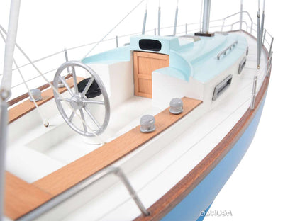 ALDO Hobbies & Creative Arts> Collectibles> Scale Model L: 29.3 W: 8.5 H: 45.8 Inches / NEW / Wood Bristol Yacht Sailboat  Wood Blue Model Yacht Assembled