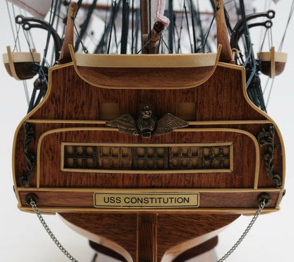 ALDO Hobbies & Creative Arts> Collectibles> Scale Model L: 35.4 W: 13.5 H: 29.5 Inches / NEW / Wood USS Constitution Medium Tall Ship Wood Model Sailboat With Tabletop Display  Front Open Case Combo Assembled
